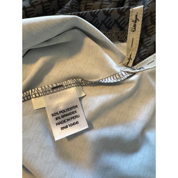 Walter Hagen Tee Time Size Medium Print Polo Houndsteeth Golf Men's Navy Gray P - Picture 6 of 10